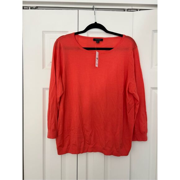 Ann Taylor NWT Coral Orange Pink Merino Wool Sweater, Size XXL (2XL) - Picture 2 of 9